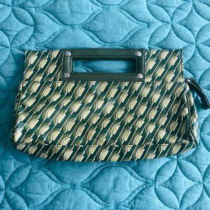 Green Geometric Print Clutch Purse MCM Mid-Century Modern